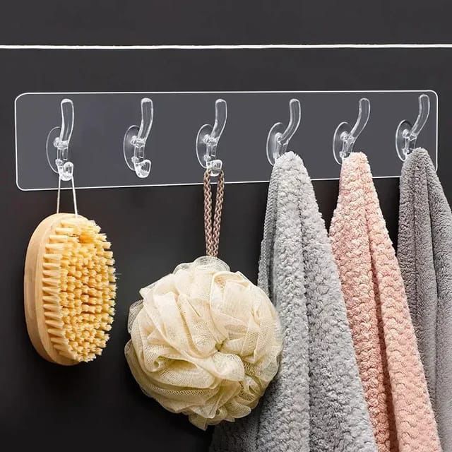 6 Hooks Transparent Self Adhesive