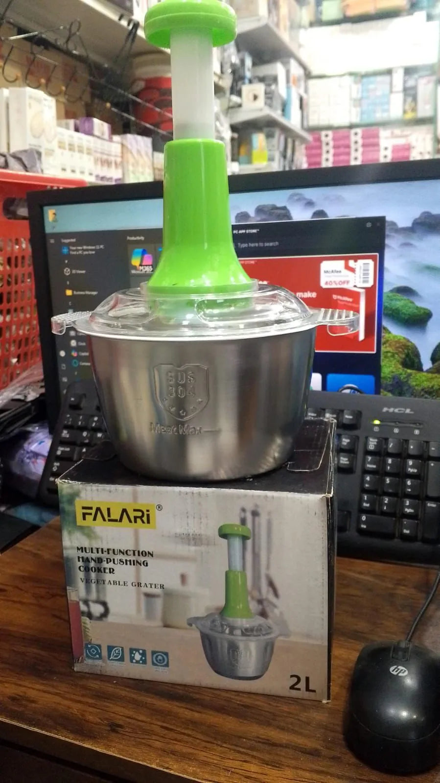 HAND PUSHING CHOPPER STAINLESS STEEL BODY